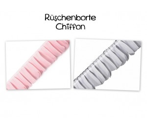 Chiffon Rüschenborte 48mm breit - rosa oder weiß